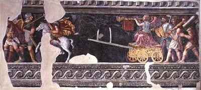 Fragment sceny triumfu (fresk) autorstwa Giulio (school of) Romano