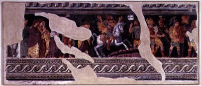 Fragment sceny triumfu (fresk) autorstwa Giulio (school of) Romano