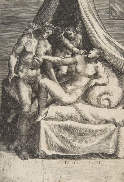 Apollo i Daphne, z „Miłości bogów”, ca. 1531-76. autorstwa Giulio Bonasone