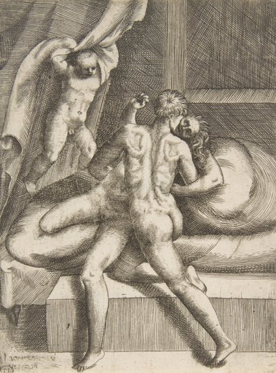 Apollo i Leucothea z „Miłości bogów”, ca. 1531-76. autorstwa Giulio Bonasone
