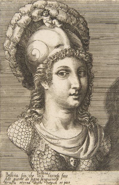 Popiersie Bellony, ca. 1531-76. autorstwa Giulio Bonasone