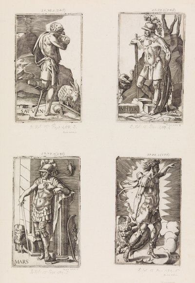 Jowisz, z Planets, tablica 2, 1530-70. autorstwa Giulio Bonasone