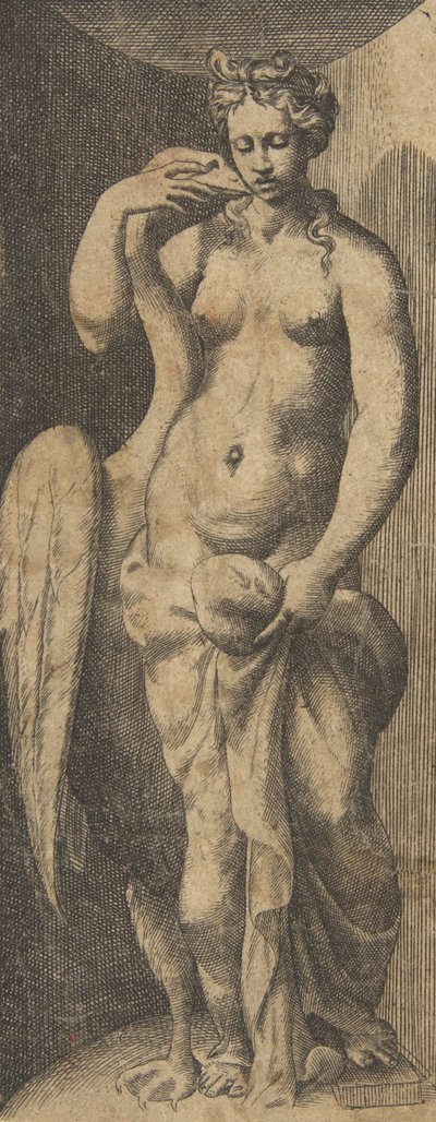 Leda i łabędź, ok. 1531-76. autorstwa Giulio Bonasone