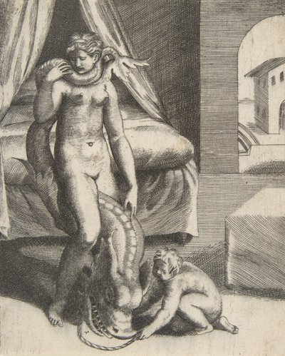 Neptun i Melanthe, z „Miłości bogów”, ok. 1531-76. autorstwa Giulio Bonasone
