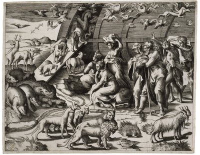 Noe opuszcza arkę, 1544 autorstwa Giulio Bonasone