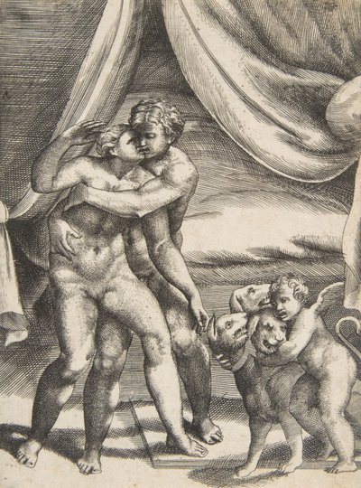 Pluton i Prozerpina, z „Miłości bogów”, ca. 1531-76. autorstwa Giulio Bonasone