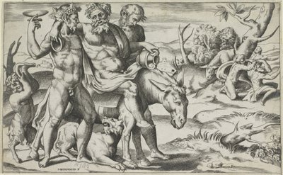Silenus na osiołku autorstwa Giulio Bonasone