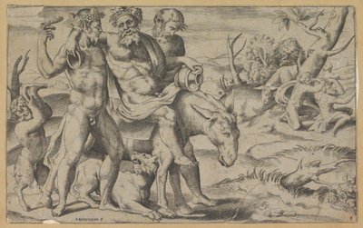 Silenus na osiołku autorstwa Giulio Bonasone