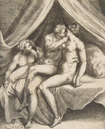 Wenus i Mars, z „Miłości bogów”, 1531-60. autorstwa Giulio Bonasone