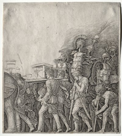 Triumfy Cezara: nosiciele gorsetu, c. 1498. autorstwa Giulio Campagnola