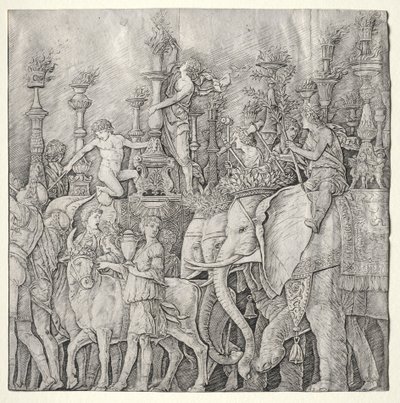Triumfy Cezara: Słonie, c. 1485-1490. autorstwa Giulio Campagnola