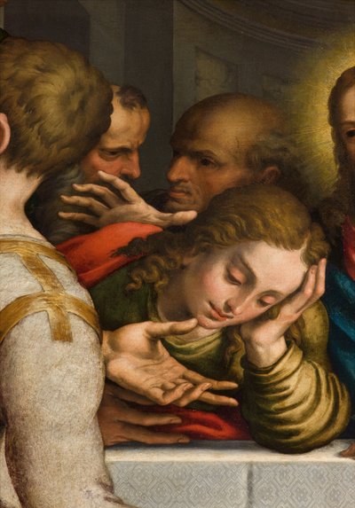Kaplica Sakramentu SS, Drugie przęsło strona północna, Giulio Campi, Ostatnia Wieczerza, Detal 1569 autorstwa Giulio Campi