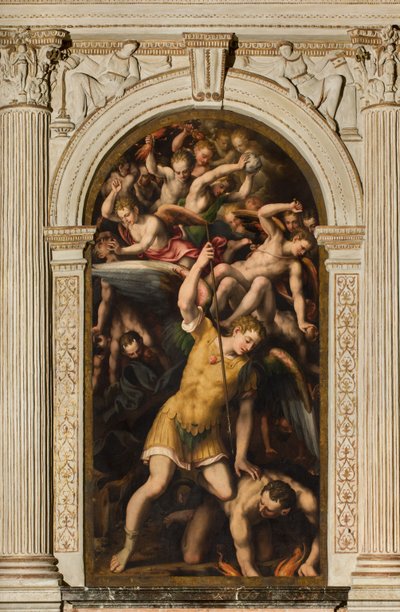 Północny Transept, Ołtarz św. Michała Archanioła, Archanioł Michał zabijający złego, Giulio Campi 1566 autorstwa Giulio Campi