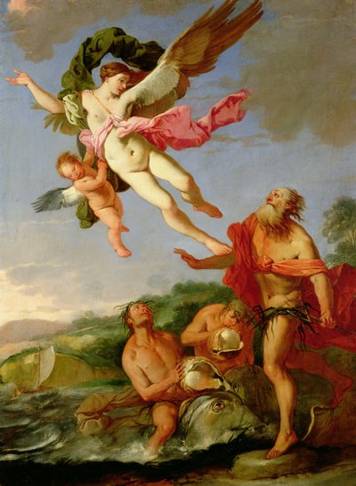 Neptun w pogoni za Koronisem, 1665-70 olej na płótnie autorstwa Giulio Carpioni