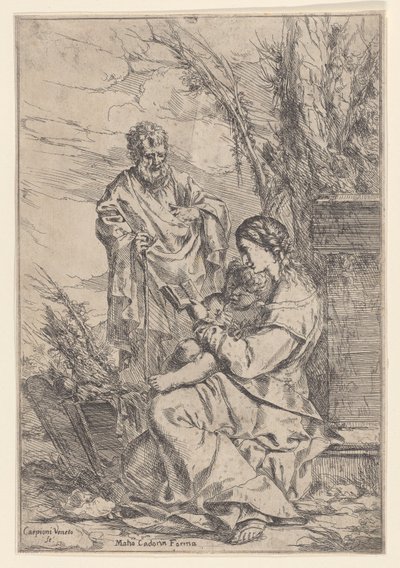 Święta Rodzina z Dziewicą czytającą księgę, 1640-60. autorstwa Giulio Carpioni