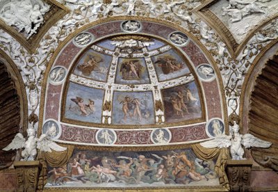 Ramka z sufitu Sali Orłów w Pałacu Té w Mantui autorstwa Giulio Romano