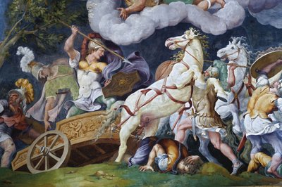 Diomedes walczący z Phegeusem i Idaiosem. autorstwa Giulio Romano