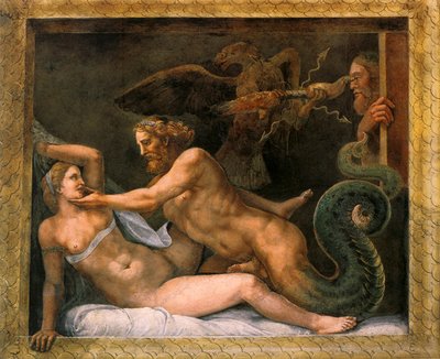 Jowisz i Olimpia, 1526-1534 autorstwa Giulio Romano