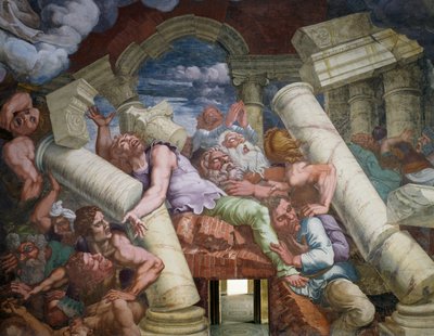 Rebelianci powaleni przez zawalenie się budynku autorstwa Giulio Romano
