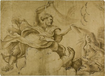 Badanie dla Jupiter Hurling Thunderbolts autorstwa Giulio Romano