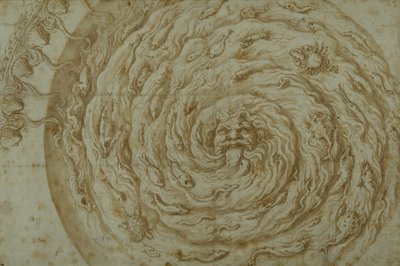 Stream Oceanus (pióro i brązowy tusz z wash on paper) autorstwa Giulio Romano