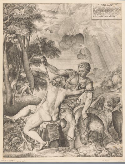 Wenus i Adonis autorstwa Giulio Sanuto