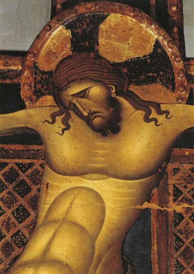 Zbliżenie muralu Jezusa Chrystusa, kościół św. Dominika, Giunta Pisano, Bolonia, Emilia Romagna, Włochy autorstwa Giunta Pisano