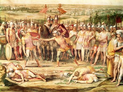 Bitwa między Horatii a Kuriatami (fresk) autorstwa Giuseppe Cesari