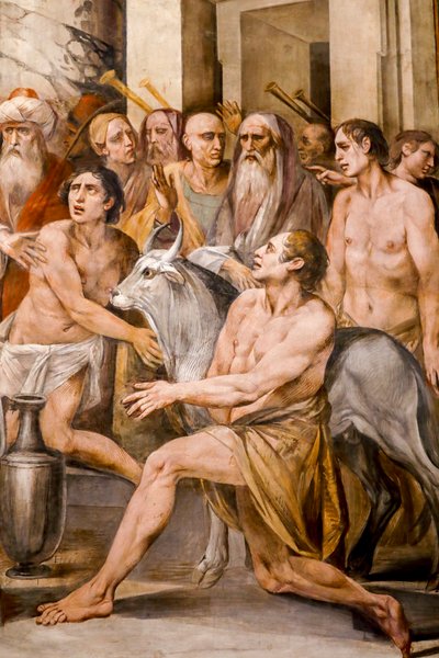 Numa Pompilius ustanawiający kult westalek (szczegół) autorstwa Giuseppe Cesari