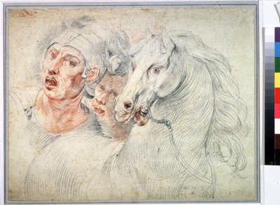 Studium konia i dwóch żołnierzy. Sanguine – Giuseppe Cesari (1568-1640) XVII-wieczne Muzeum Puszkina, Moskwa autorstwa Giuseppe Cesari