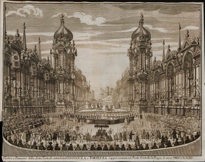 Opera w Konstancji i Twierdza na Zamku Praskim 28 sierpnia autorstwa Giuseppe Bibiena
