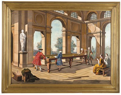 Cesarska tablica przedstawiająca bilardzistów, ok. 1752-55 (pietra dura) autorstwa Giuseppe (after) Zocchi