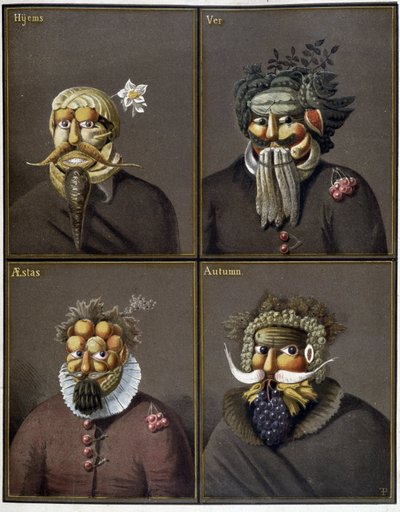 Cztery pory roku: mężczyźni z głowami warzyw na wzór Giuseppe Arcimboldo. autorstwa Giuseppe (style of) Arcimboldo