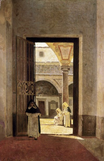 Hol wejściowy klasztoru dominikanów. Obraz Giuseppe Abbatiego (1836-1868). Olej na drewnie. Muzeum Kadyksu. autorstwa Giuseppe Abbati