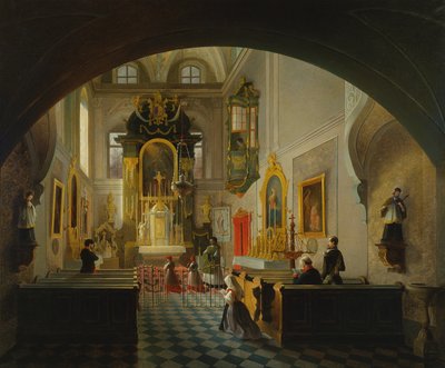 Wnętrze kaplicy (malarstwo) autorstwa Giuseppe Abbati
