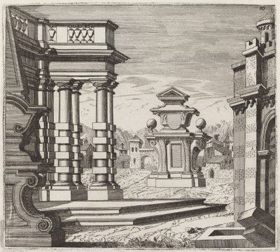 Fantazja architektoniczna z portalami i pomnikami autorstwa Giuseppe Antonio Landi