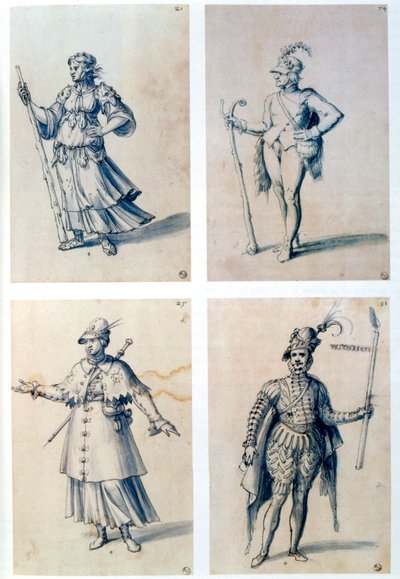 Projekty kostiumów dla postaci alegorycznych, XVI wiek autorstwa Giuseppe Arcimboldi