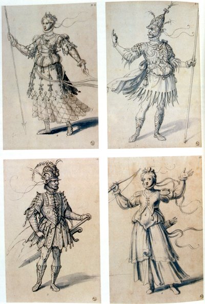 Projekty kostiumów dla bóstw klasycznych, XVI wiek autorstwa Giuseppe Arcimboldi