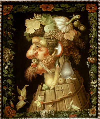 Malarstwo jesienne Giuseppe Arcimboldo (1527-1593) XVI-wieczne Słońce. 0,76x0,63m - Jesień. Obraz Giuseppe Arcimboldo (1527-1593) autorstwa Giuseppe Arcimboldo