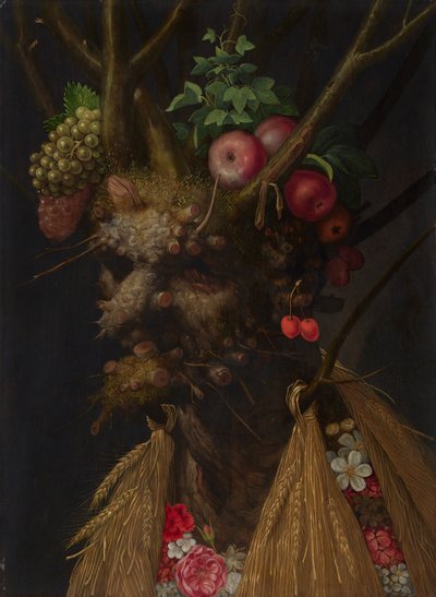 Cztery pory roku w jednej głowie, ok. 1590 (olej na płycie) autorstwa Giuseppe Arcimboldo
