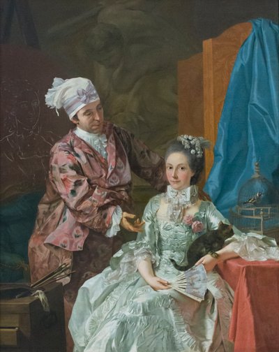 Autoportret z żoną, ok. 1757 (olej na płótnie) autorstwa Giuseppe Baldrighi