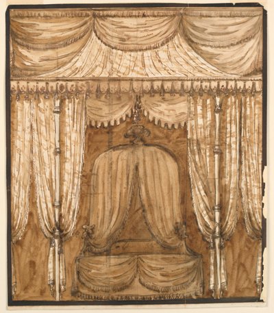 Rysunek, elewacja wnęki na łóżko, ok. 1790 r. autorstwa Giuseppe Barberi