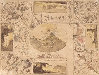 Projekty dekoracji stropu, koniec XVIII-połowa XIX wieku. autorstwa Giuseppe Bernardino Bison