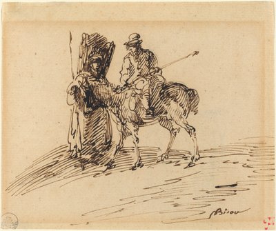 Jeździec z chłopem autorstwa Giuseppe Bernardino Bison