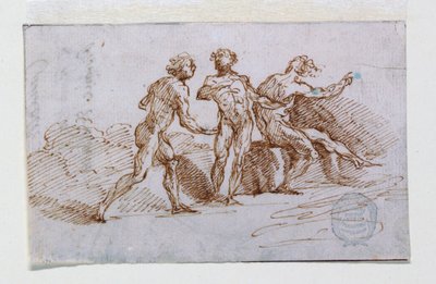 Trzech nagich mężczyzn autorstwa Giuseppe Bernardino Bison
