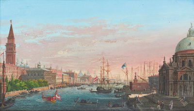 Widok na Canal Grande, Wenecję, z Palazzo Ducale i Salute autorstwa Giuseppe Borsato