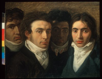 Autoportret z Felice Bellotti, Gaetano Cattaneo i Carlo Porta autorstwa Giuseppe Bossi