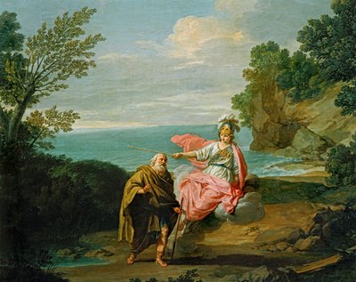 Bogini Atena przebiera Ulissesa za żebraka (obraz na płótnie) autorstwa Giuseppe Bottani