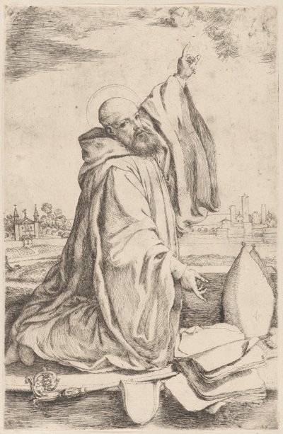 Święty biskup zakonu benedyktynów..., 1620-30. autorstwa Giuseppe Caletti