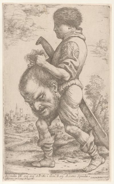 Dawid niosący głowę Goliata, którą trzyma za włosy, 1620-30. autorstwa Giuseppe Caletti